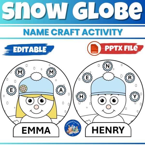 Editable Snow Globe Craft for Kids | Fun & Unique Winter Activity | Perfect for Classrooms (2 Designs)