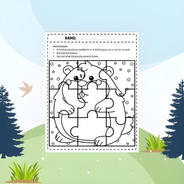 Groundhog Day Jigsaw Coloring Puzzles - Fun February Games & Activities