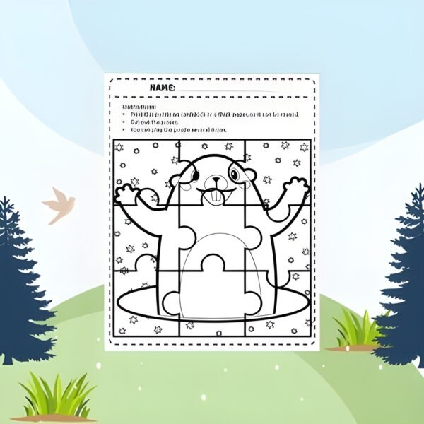 Groundhog Day Jigsaw Coloring Puzzles - Fun February Games & Activities